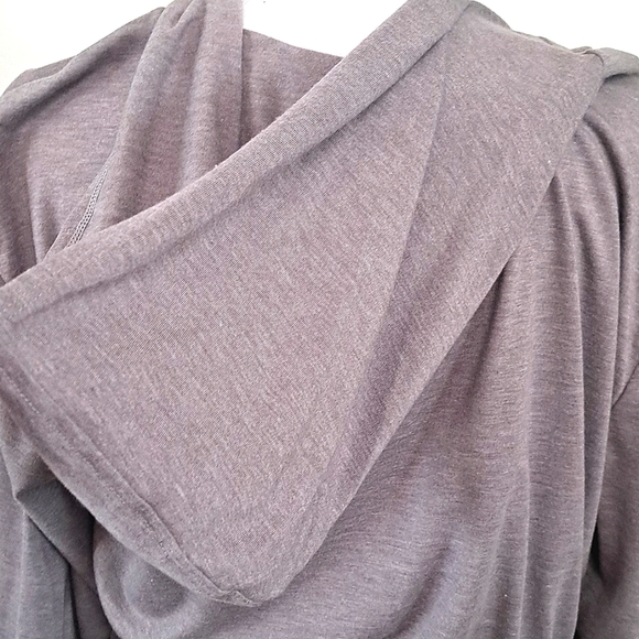 Gray Cardigan with Open Tie Front and Long Sleeves Hoodie Wrap Size… - Picture 10 of 10